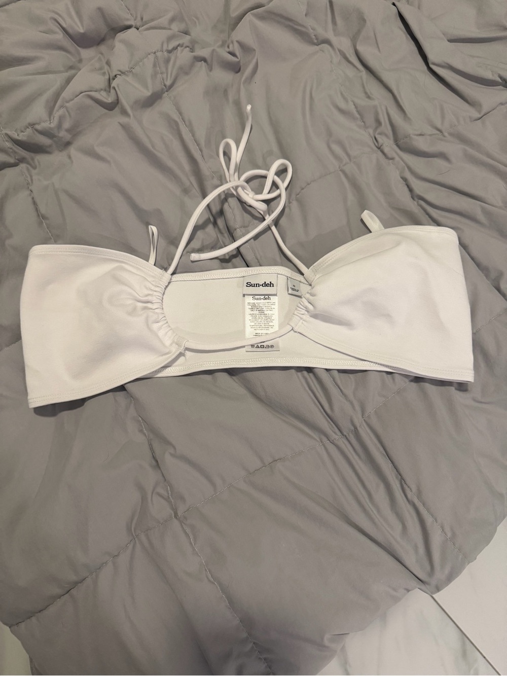 White Bandeau Crop Top with Halter Tie